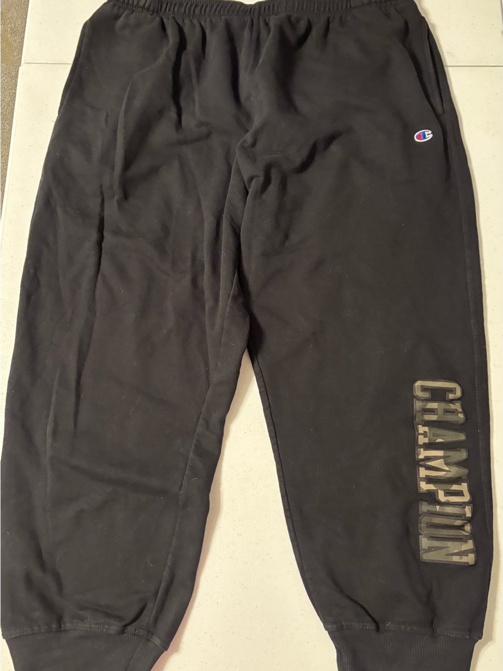 Champion Black Men's Jogger Sweatpants with Side Lettering